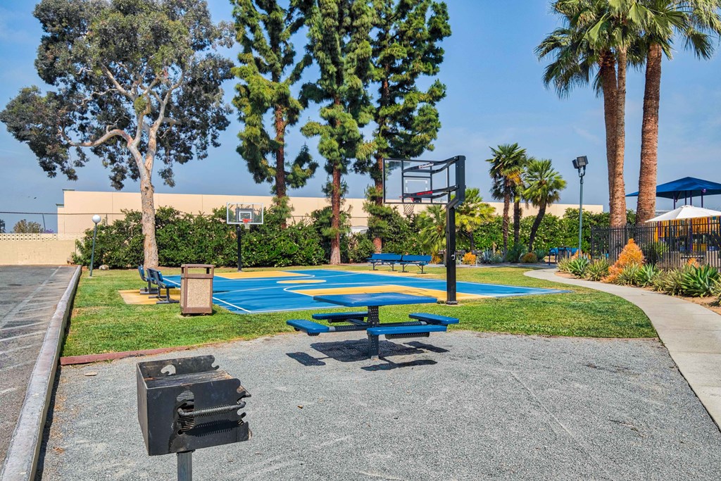 Basketball court at Serrano Apartments, California
