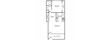 1 Bed 1 Bath Floor Plan at Sunset Square, West Covina