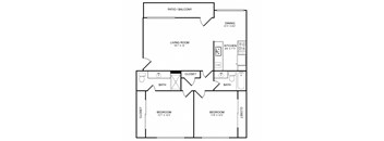  2 Bed 2 Bath (A) Floor Plan at Sunset Square, California