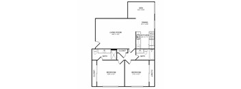 2 Bed 2 Bath (B) Floor Plan at Sunset Square, California, 91790