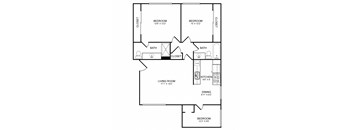 3 Bed 2 Bath Floor Plan at Sunset Square, West Covina, CA 91790