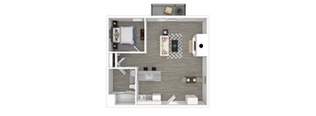 3D - 1 Bedroom Floor Plan