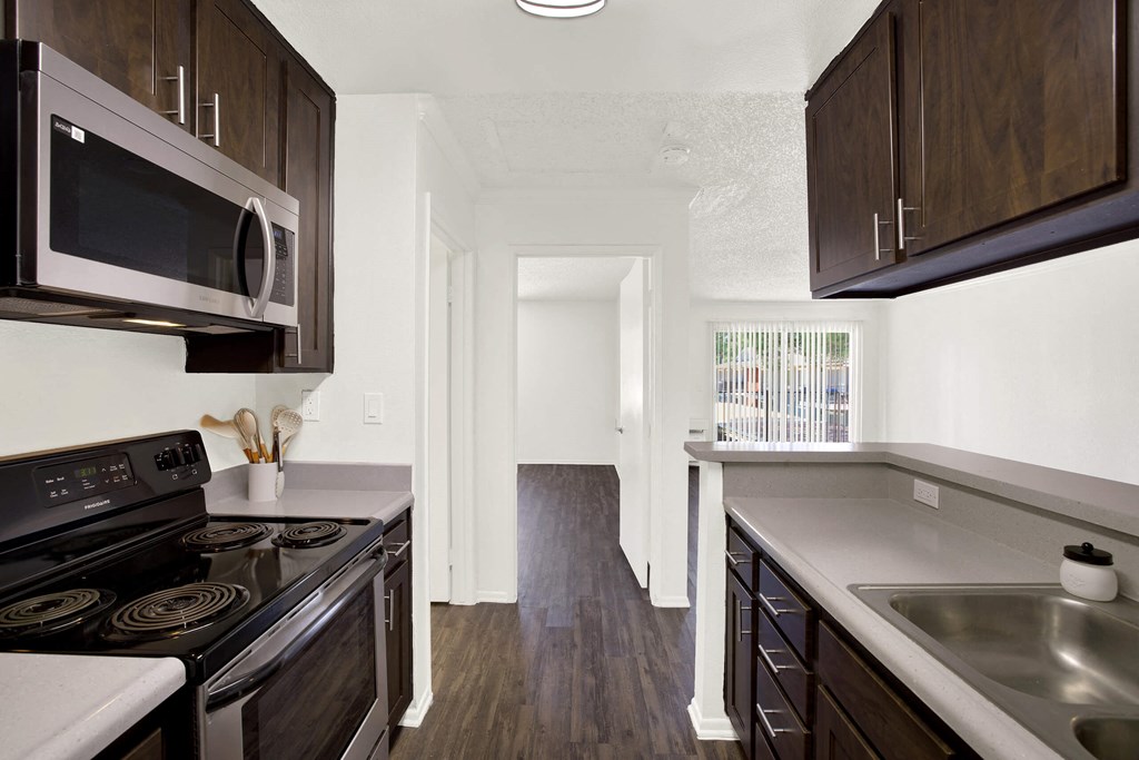a view of the ceiling of a building with geometric patterns on it at Monterra Ridge Apartments, Canyon Country, California