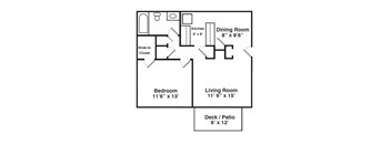 Floor Plan for 1 Bedroom 1 Bath Small