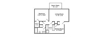 Floor Plan for 1 Bedroom 1 Bath Large
