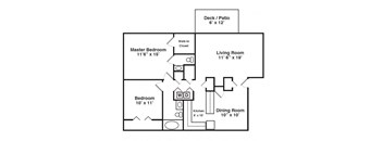 Floor Plan for 2 Bedroom 1 Bath Large