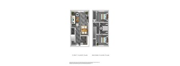 Two floor plans for a house with a first and second floor.