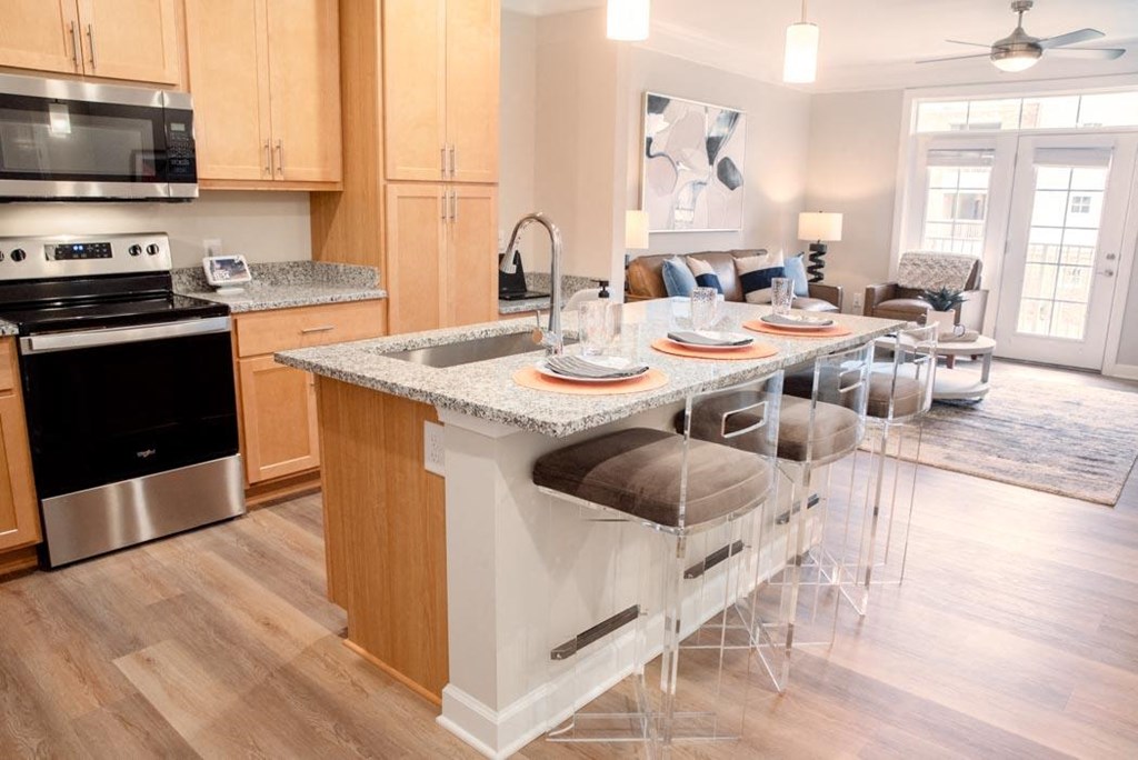 Kitchen island with barstool seating space