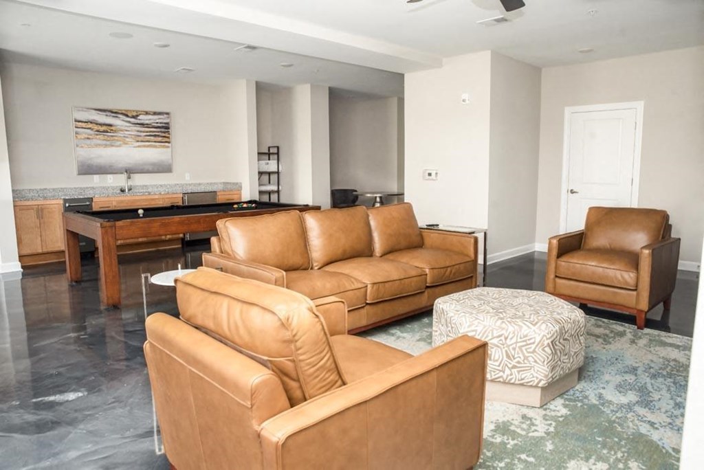 Resident lounge with seating areas