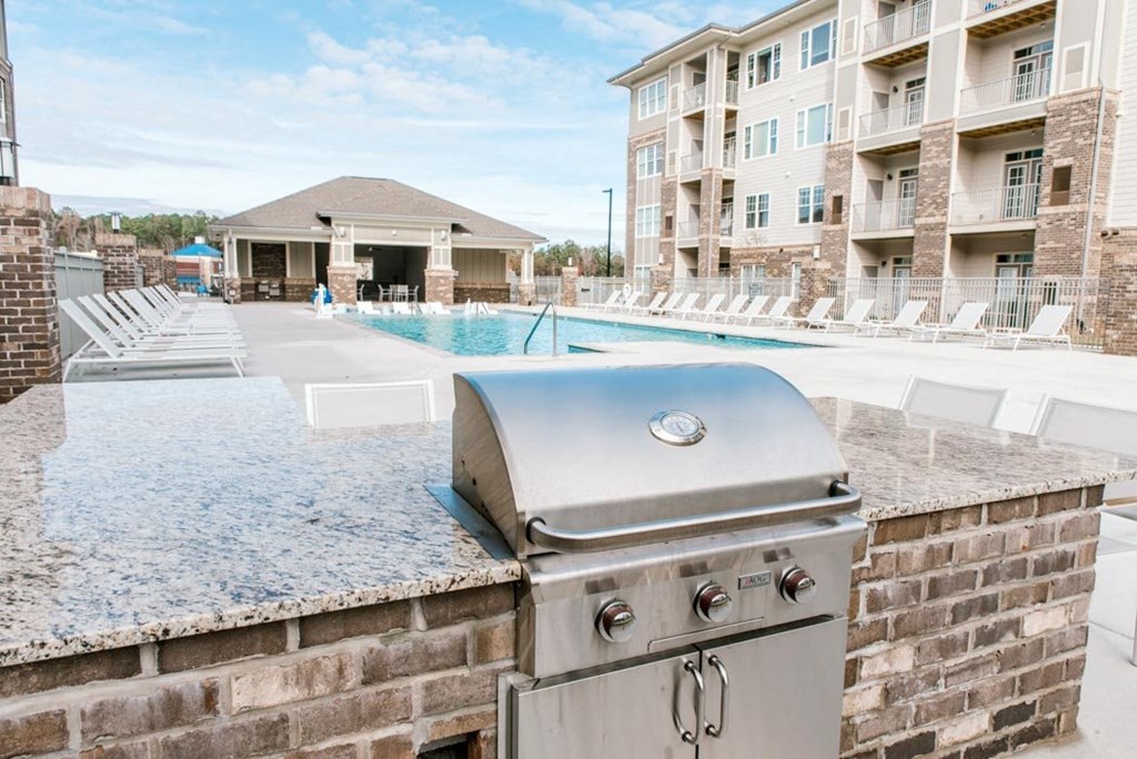 Grilling station on pool deck