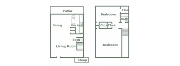 Floor Plan for Two Bedroom Townhome - Living Room Front
