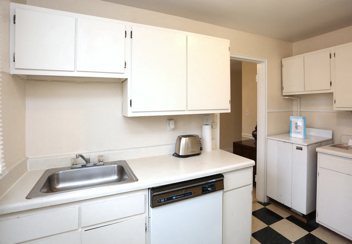 View of kitchen model with sink and dishwasher
