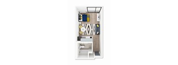 A bathroom with a toilet, sink, and mirror.