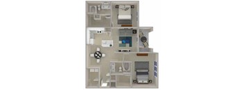 Floor Plan for 2 Bedroom 2 Bath