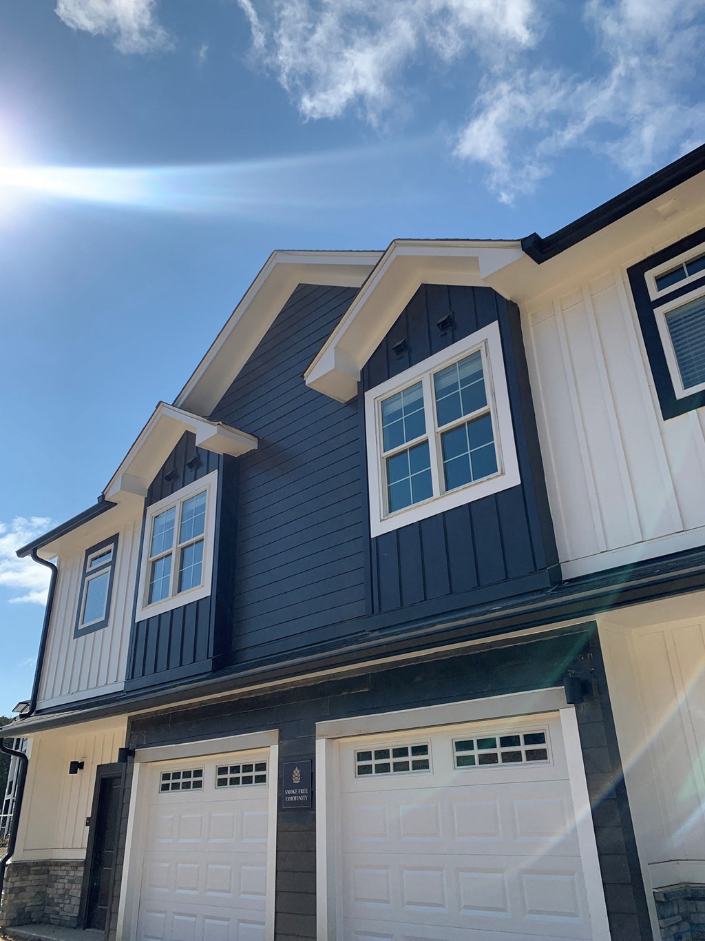 Blue and White Townhome with Garage