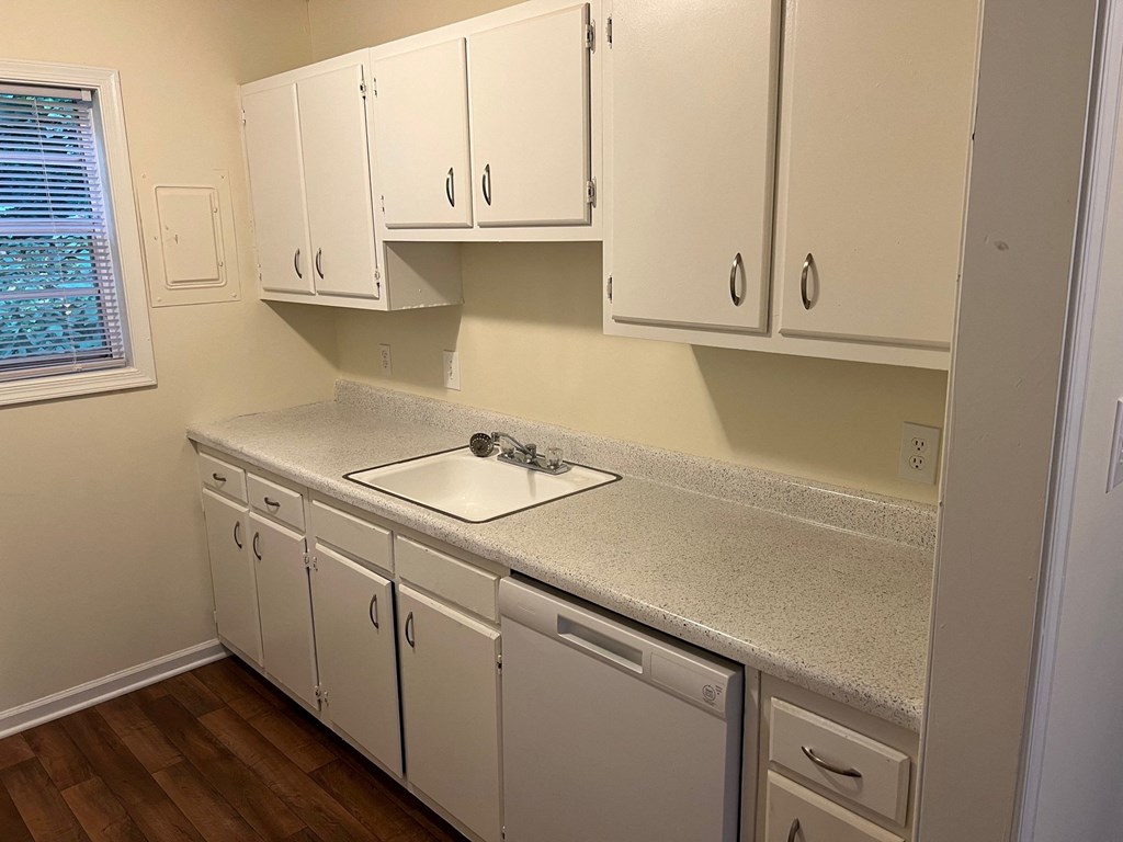 Kitchen with white cabinets
