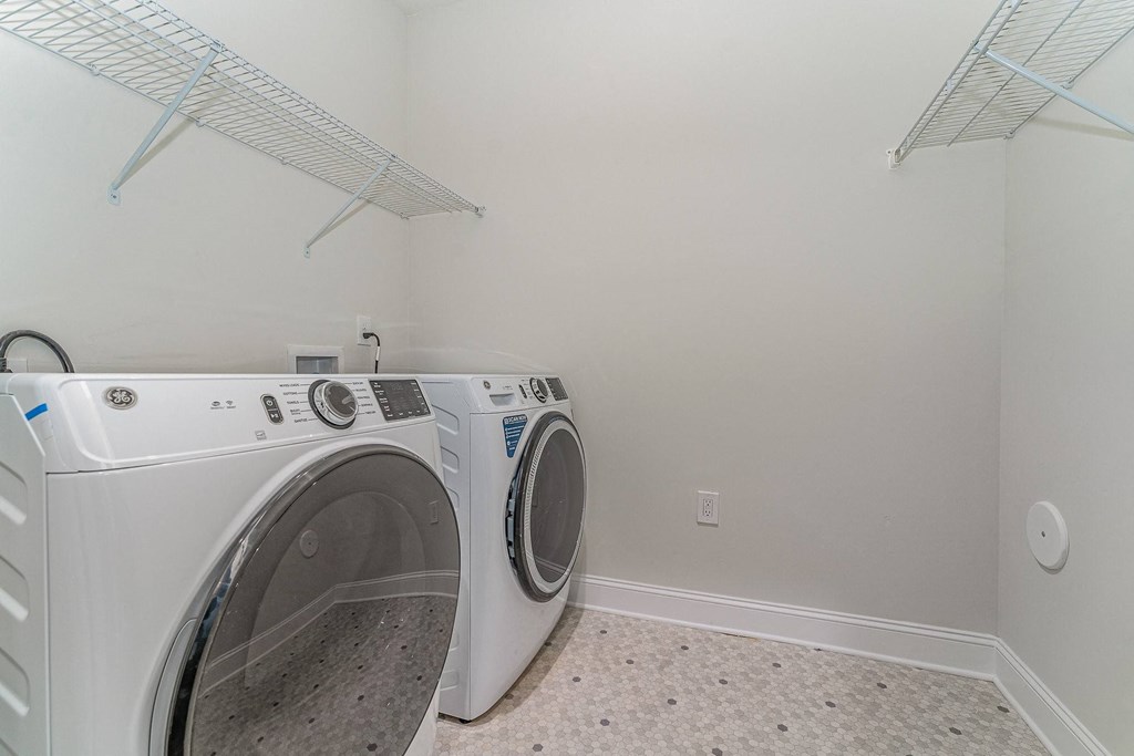 a washer and dryer in a laundry room