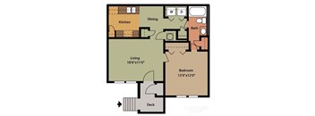 Floor Plan for One Bedroom One Bath Upgraded