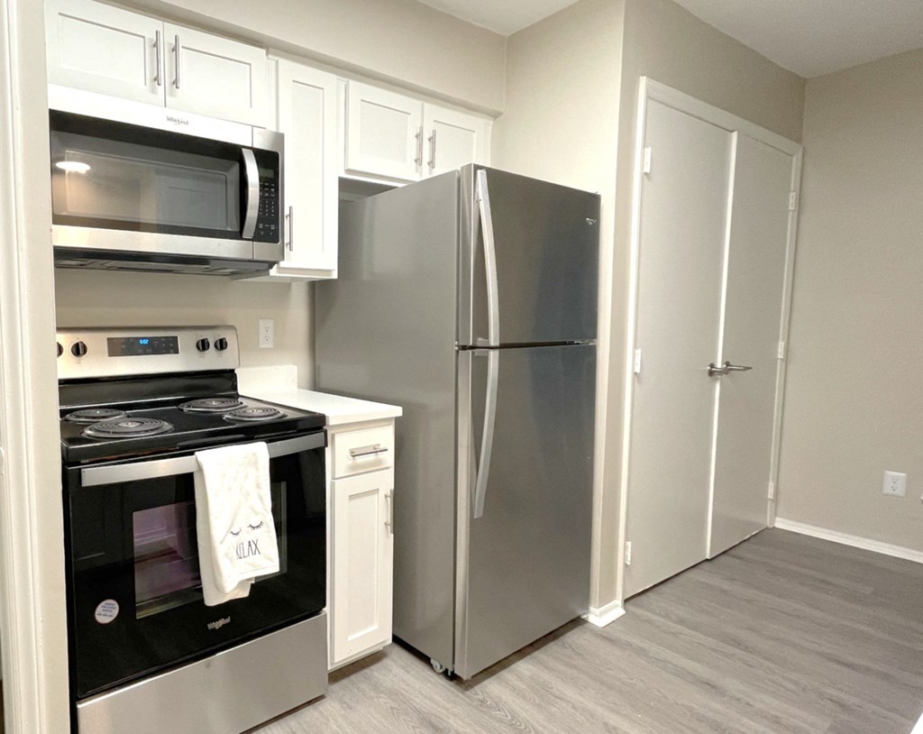 Newly renovated kitchen with appliances  at Huntington Apartments, Morrisville