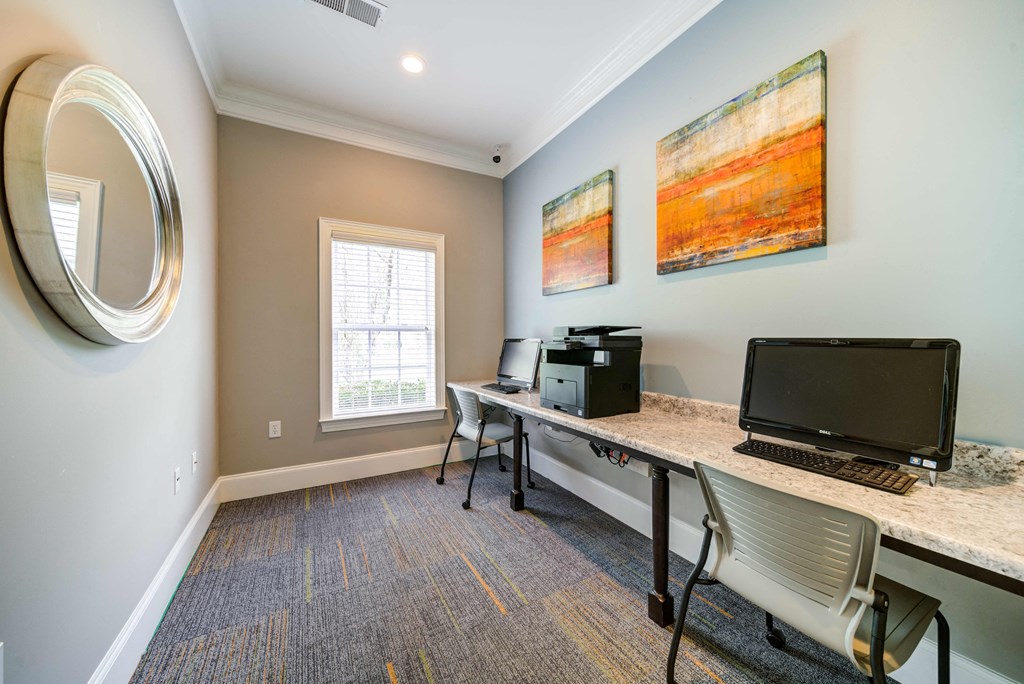 Cyber Café with two computers and a printer