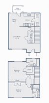 Floor Plan for Two Bedroom Two and a Half Bath Town Home