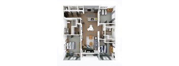 this is a 3d floor plan of a 824 square foot 1 bedroom apartment at the