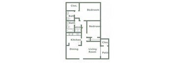 Floor plan for Two Bedroom One and a Half Bath