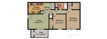 Floor Plan for Two Bedroom One Bath