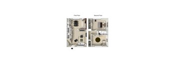 A diagram showing the layout of a house with two floors.