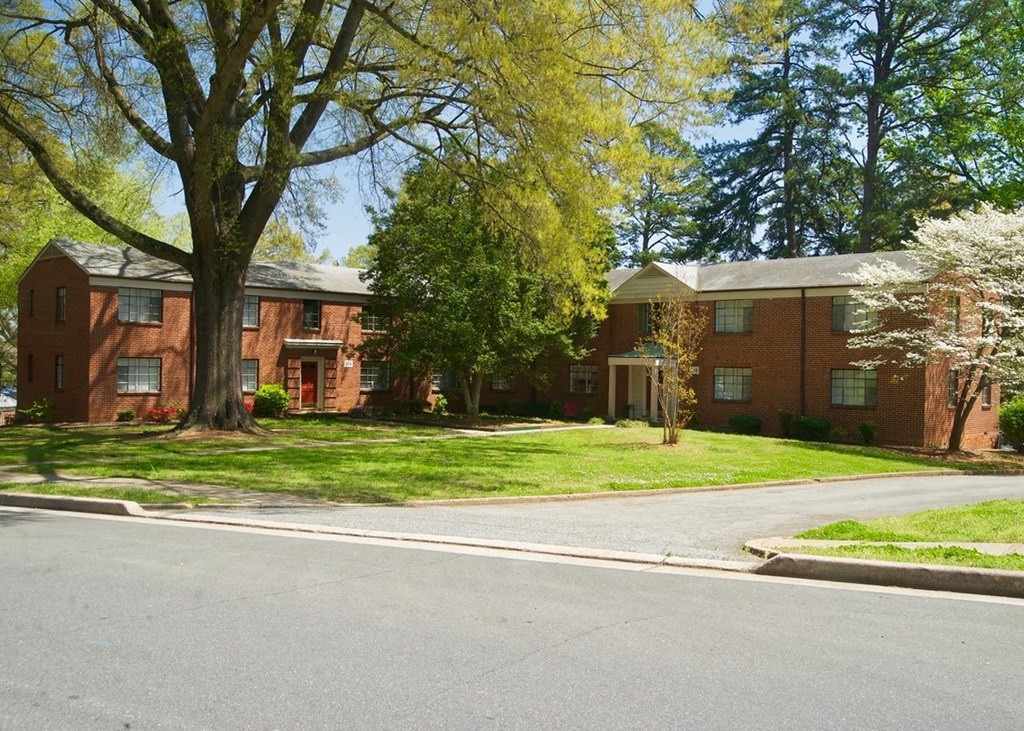 Exterior view of apartments with brick siding