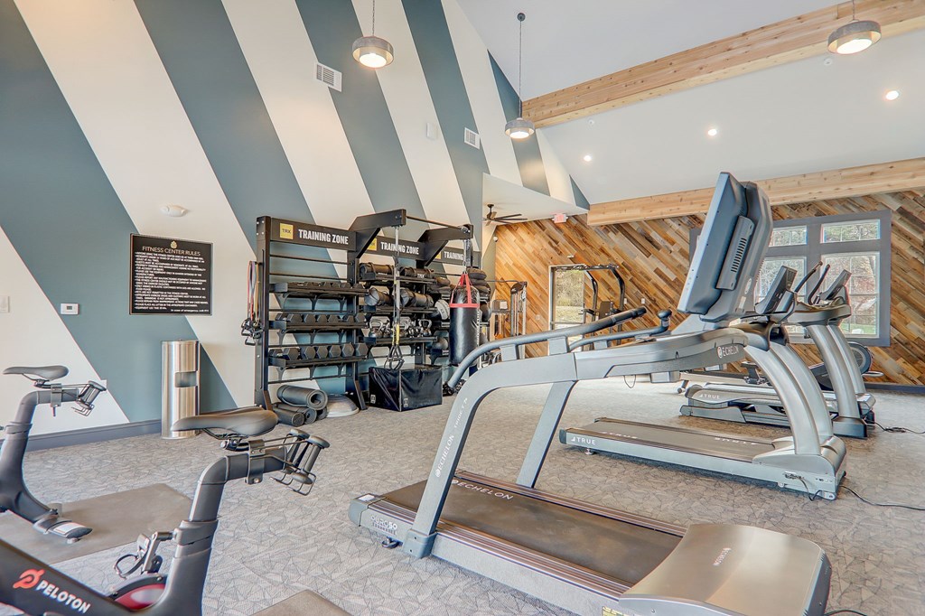 1-Bedroom Garden-Style Apartments In Weaverville, NC - Highline North - Fitness Center Equipped With Cardio Machines, Weights, And Agility Area