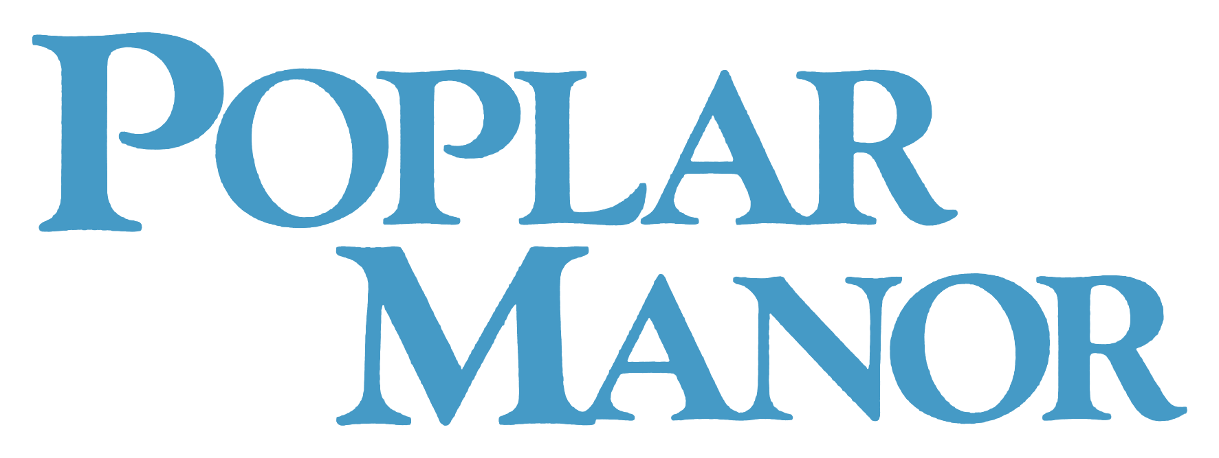 The image features the words "Poplar Manor" in blue text.