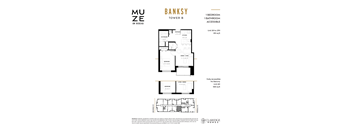 A floor plan for a fully accessible apartment with a bedroom, bathroom, and living room.