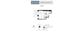 A floor plan for Blanc Loft, a two bedroom, 125 square feet apartment.