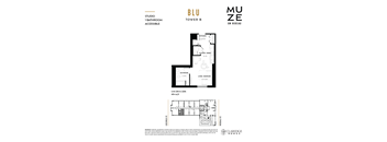 A floor plan for a studio apartment on Rideau Street.