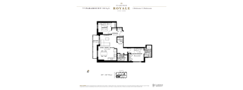 A floor plan for a home with 2 bedrooms and 2 bathrooms.