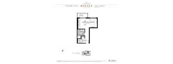Floor plan for a Claridge Royale studio apartment.