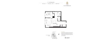A floor plan for a property by Claridge Homes shows a 1 Bedroom and 1 Bathroom apartment.