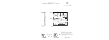 A floor plan for a 530 square foot home with one bedroom and one bathroom.