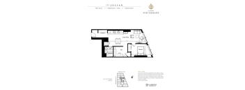 A floor plan for a 780 square foot apartment with one bedroom and one bathroom.