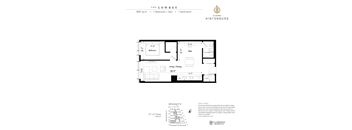 Floor plan for a property at 695 Sq.Ft. with 1 Bedroom and 1 Bathroom.