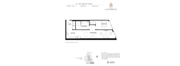 A floor plan for a fully accessible suite at The Hamilton.