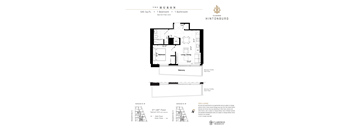 A floor plan for a 545 square foot barrier-free unit with one bedroom and one bathroom.