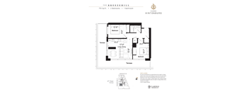 A floor plan for a 4th floor apartment with 2 bedrooms and 1 bathroom.