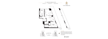 A floor plan for a property called The Rosemount, which is 875 square feet with 2 bedrooms and 2 bathrooms.