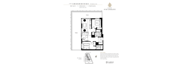 A floor plan for a 2 bedroom, 2 bathroom unit at The Sherbrooke Terrace.