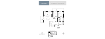 A floor plan for a two bedroom apartment with 1083 square feet.