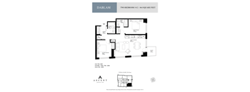 A floor plan for a two bedroom apartment sized between 812 and 864 square feet.