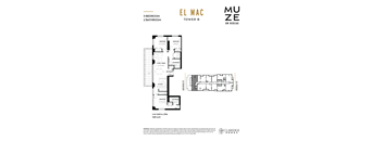 A floor plan for a 3 bedroom 2 bathroom apartment.