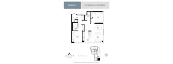 A black and white image of a floor plan for a two bedroom apartment.